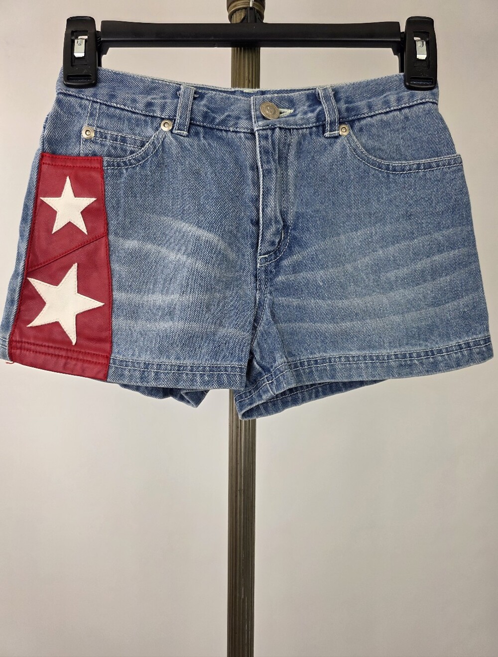 Mary-Kate and Ashley Vintage Y2K Girl's Red White Pleather Stars Denim Shorts 8
